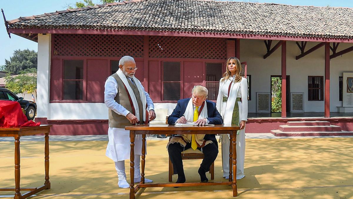 Image of Sabarmati Ashram (US President, First Lady and Indian PM)